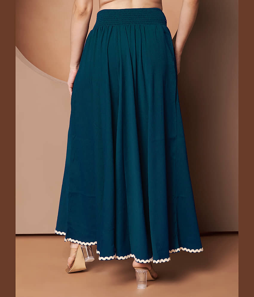 ZWERLON Women Polyester Wide Leg Trousers ( Green ) view 2