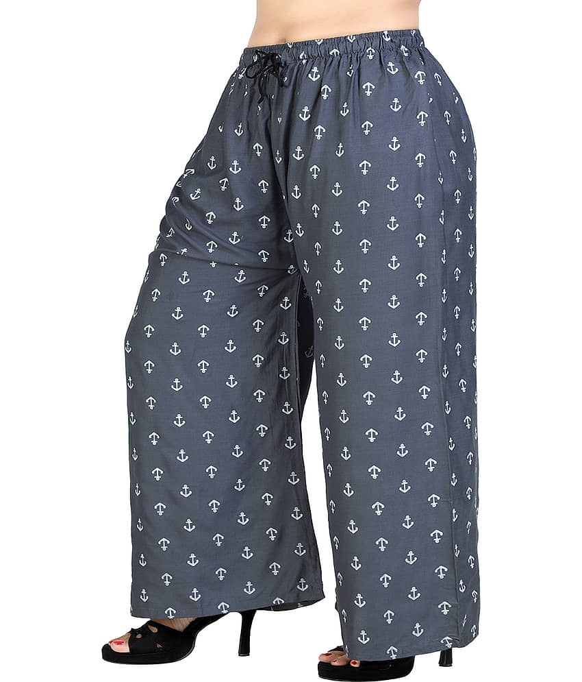 lasafiya Pack of 2 Rayon Straight Women's Palazzos ( Dark Grey ) view 2