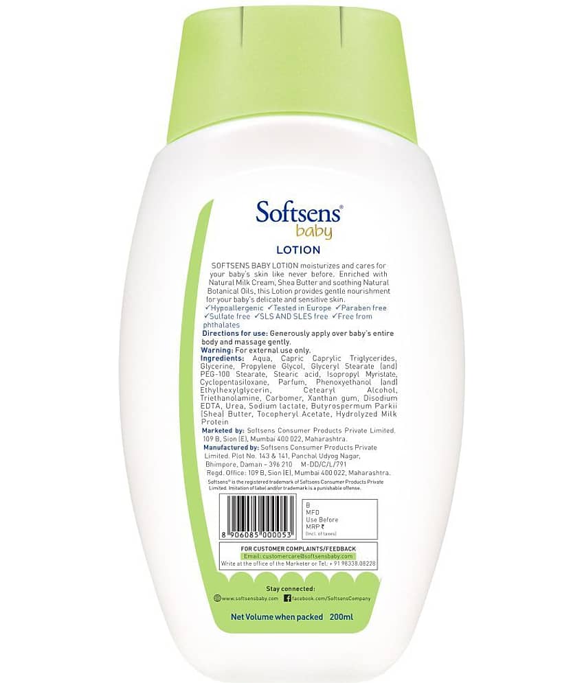 Softsens Baby Nourishing Lotion with Milk Cream & Shea Butter For Face & Body Kids, 200ml, Pack of 2 view 2