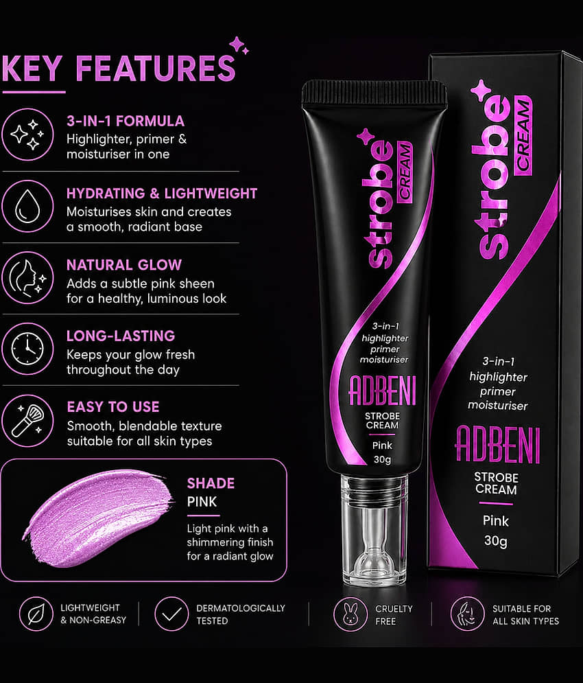 Adbeni 3-in-1 Strobe Cream (Pink) Face Primer Gel 30 g view 2