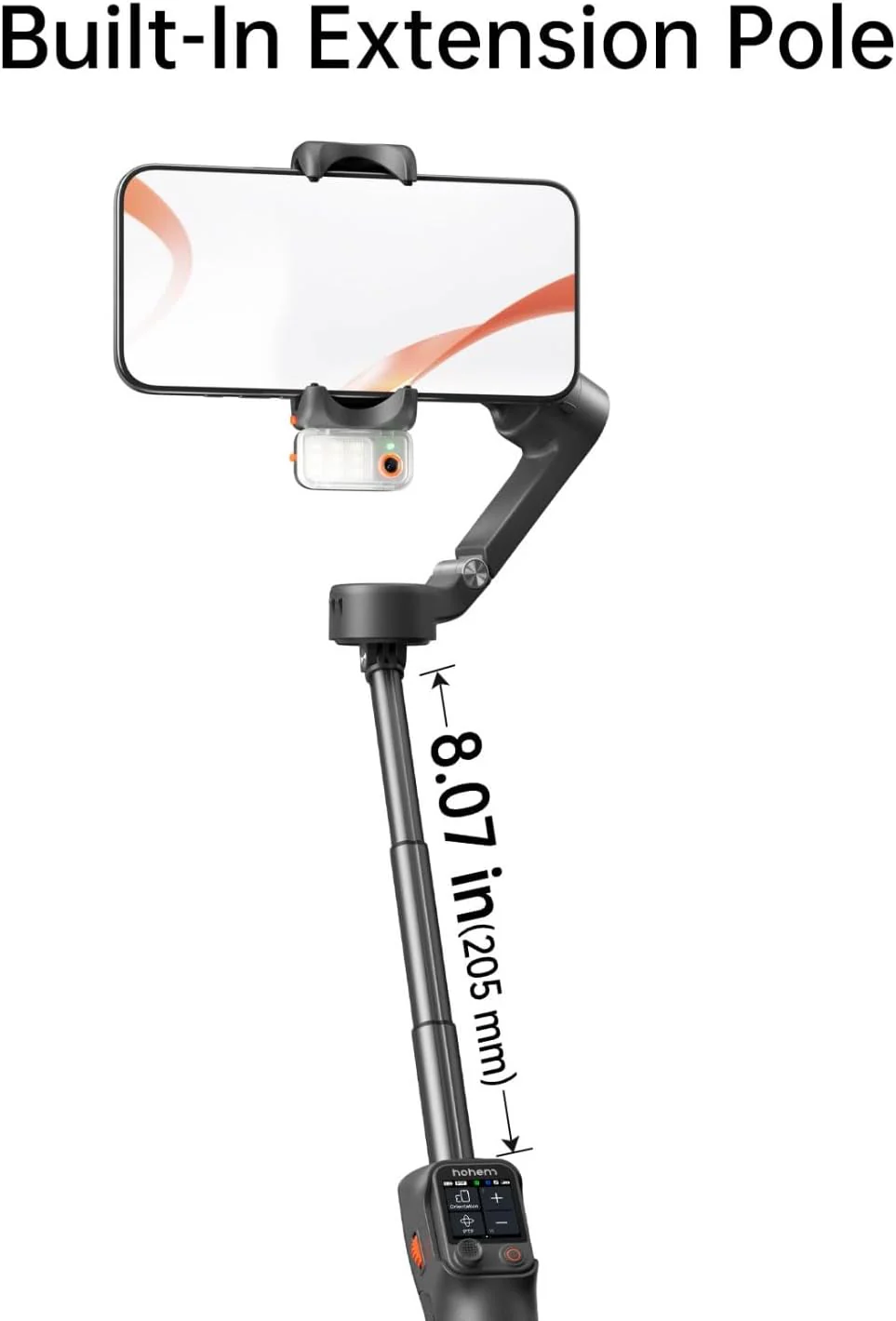 Hohem V3 Ultra - Smart Phone Gimbal with AI Tracking, Fill Light, Detachable Remote and Built-in Extendable Rod & Tripod (White) view 2