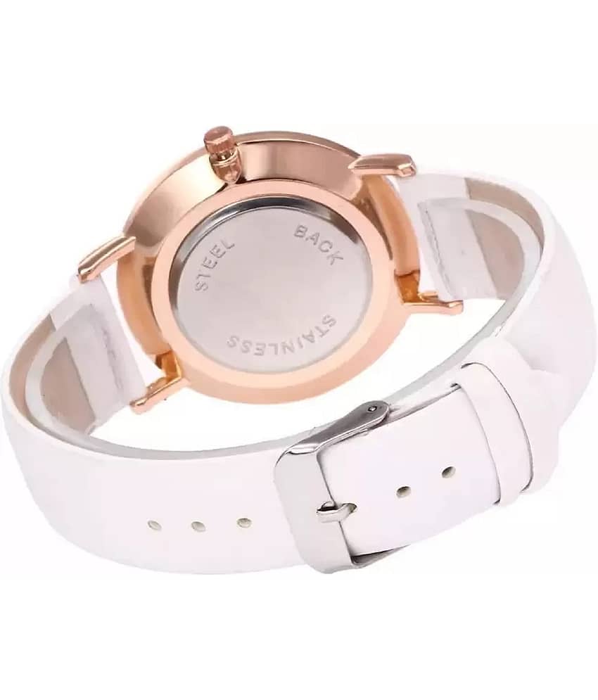 Viser White Leather Analog Womens Watch view 2