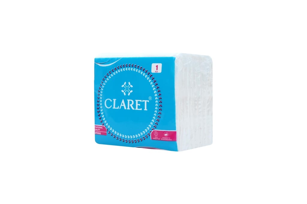 Claret Soft Sky Blue Paper Napkins - 27x30cm, 80 Sheets, 1-Ply, Highly Absorbent, Pack of 3 | Virgin Paper Disposable Tissue for Family Daily Use view 2