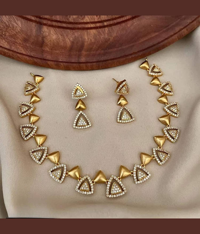 ROFARWORD Gold Brass Necklace Set ( Pack of 1 ) view 2