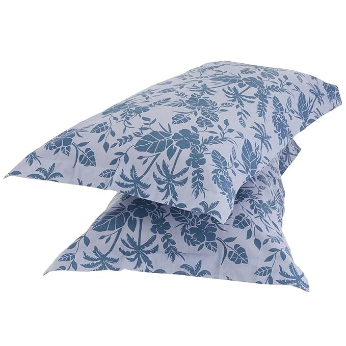 Blue and White Floral Pattern Bedding Set - 100% Cotton - Soft and Breathable - Machine Washable - Queen Size view 2