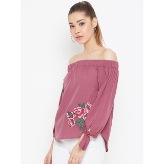 Purys Women Pink Floral Regular Top view 2