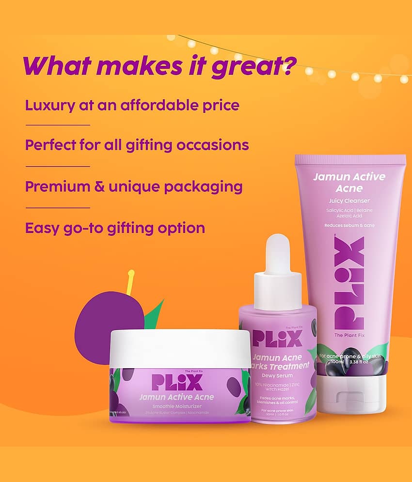 The Plant Fix Plix Jamun Skin Care Gift Box for Reducing Acne Mark, Cleanser, Serum & Moisturizer (3 Items in the set) view 2