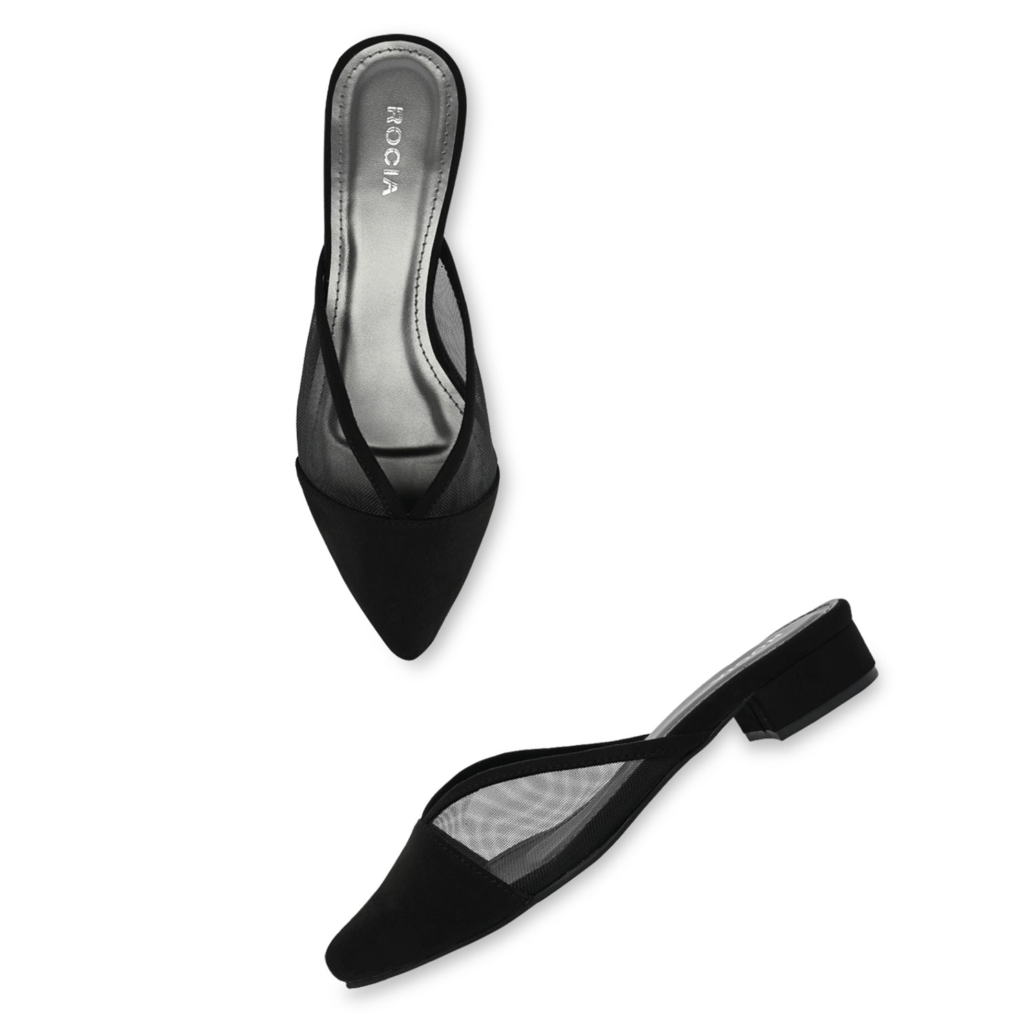 Black Women Block Heel Mules view 2