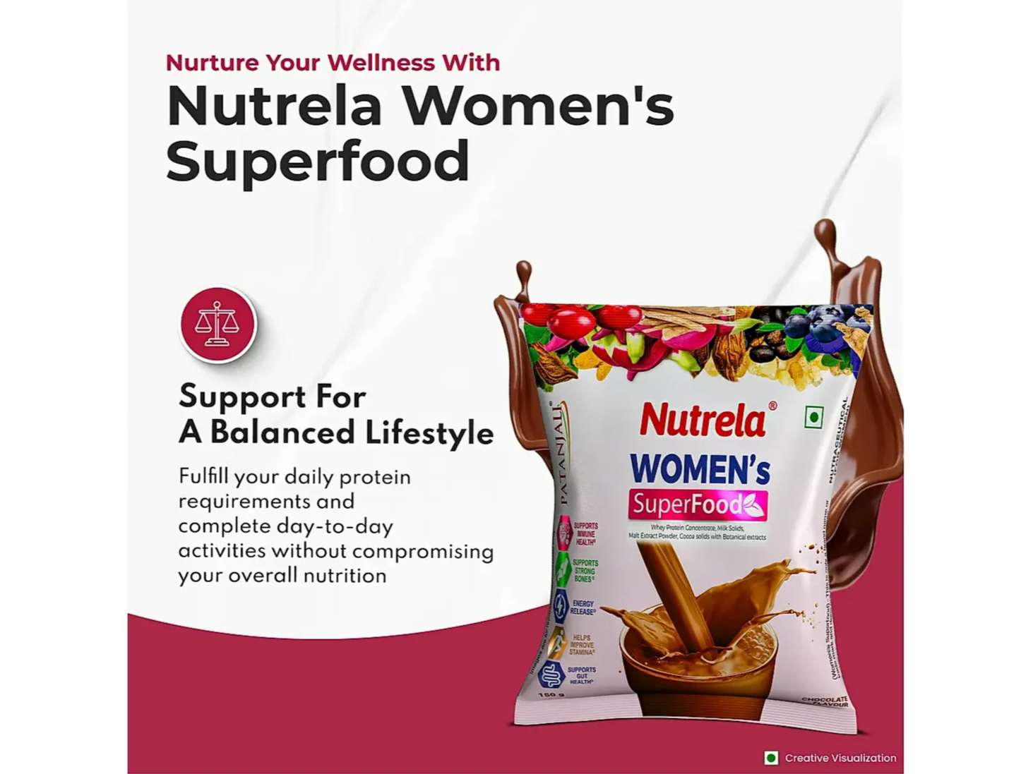 Nutrela Women Superfoods Protein Powder - 150g Chocolate view 2