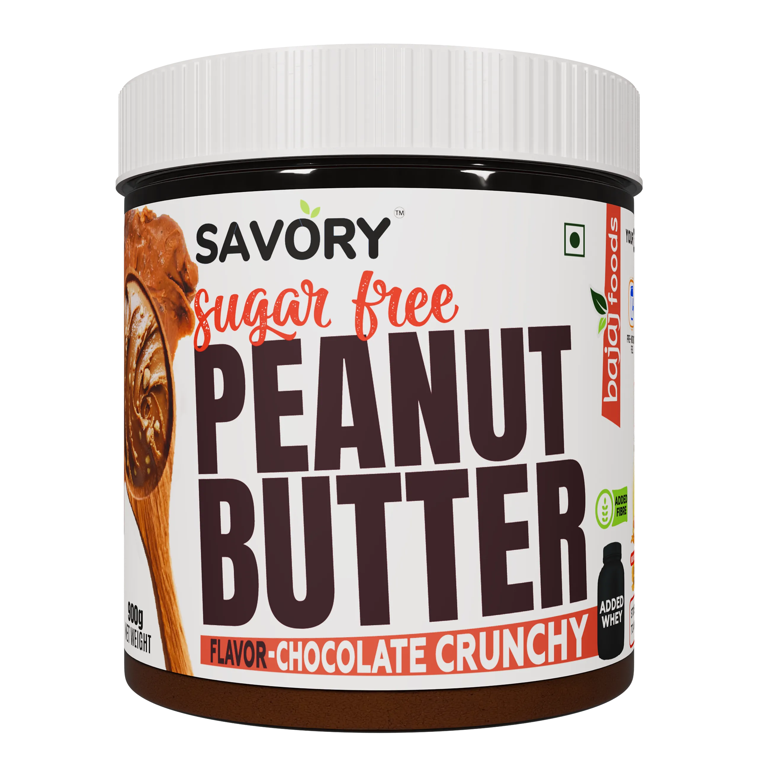 SAVORY Belgian Chocolate Peanut Butter (Sugar-Free) with Added Whey | High in Protein | No Added Sugar, Energy Booster, Gluten-Free & Keto Friendly | Cholesterol & Trans-fat Free | Chocolate Spread (900g) view 2