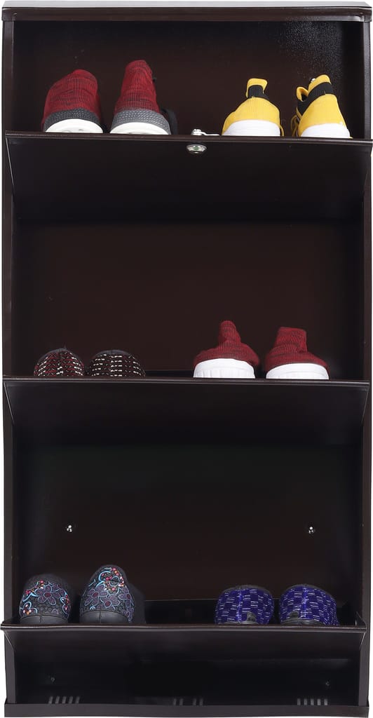 Wall Mounted Metal Shoe Rack – Space-Saving and Stylish Shoe Storage Solution Metal Shoe Rack (Brown, 3 Shelves, DIY(Do-It-Yourself))