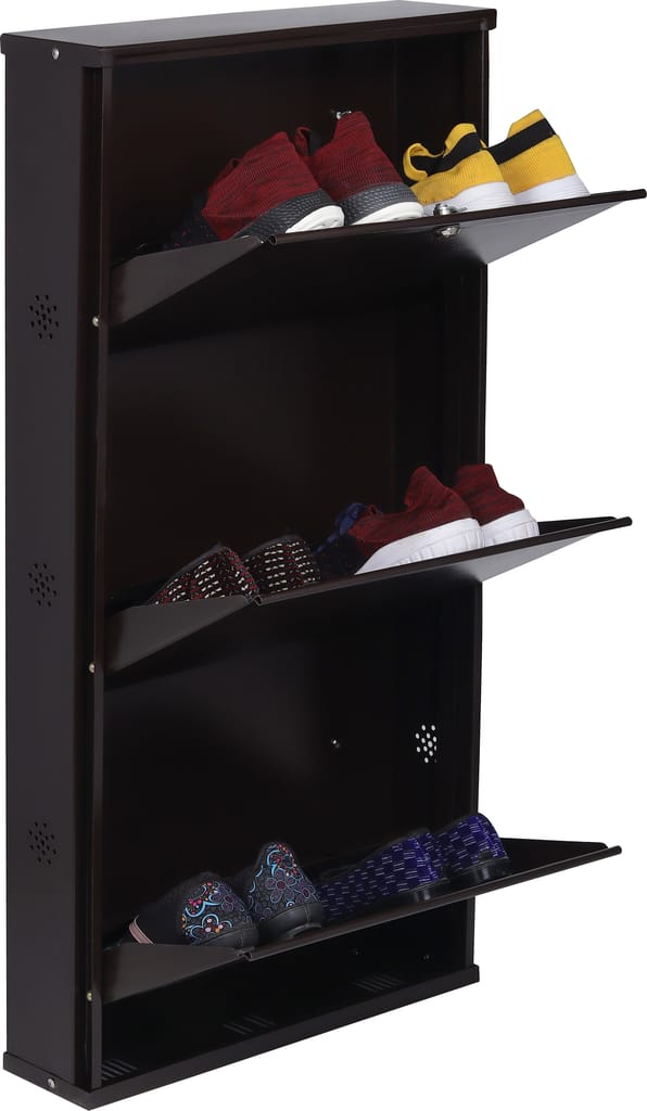 Wall Mounted Metal Shoe Rack – Space-Saving and Stylish Shoe Storage Solution Metal Shoe Rack (Brown, 3 Shelves, DIY(Do-It-Yourself)) view 2