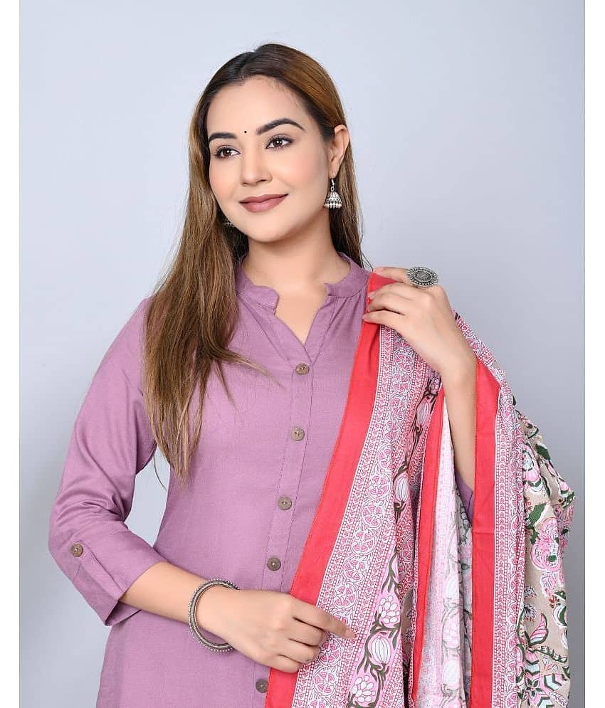 MAUKA - Purple Front Slit Rayon Women's Stitched Salwar Suit ( Pack of 1 ) view 2