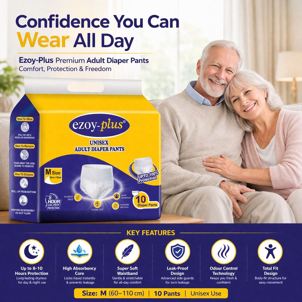 Ezoyplus Adult Diaper Pants M SIZE (24–42 Inch Waist) | Extra Comfort | Leakproof | High Absorbency, 10 Count view 2