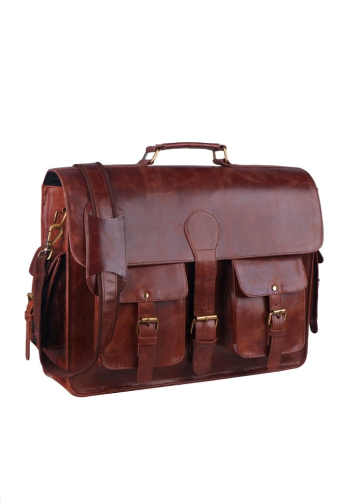 Ganpati Enterprise Handcrafted Leather Laptop Messenger Bag for Office view 2