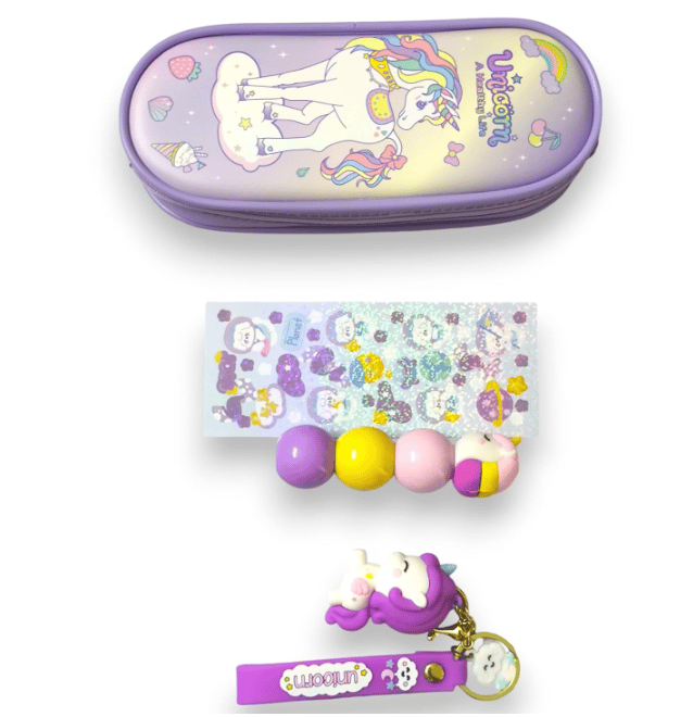 DGTAL GUMTI Unicorn Pencil Case with Stationery Set for Kids, Purple view 2
