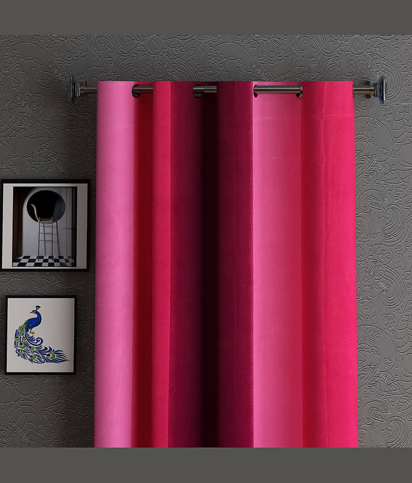 N2C Home - Brown Polyester Colorblock Window Curtain ( Pack of 2 ) view 2
