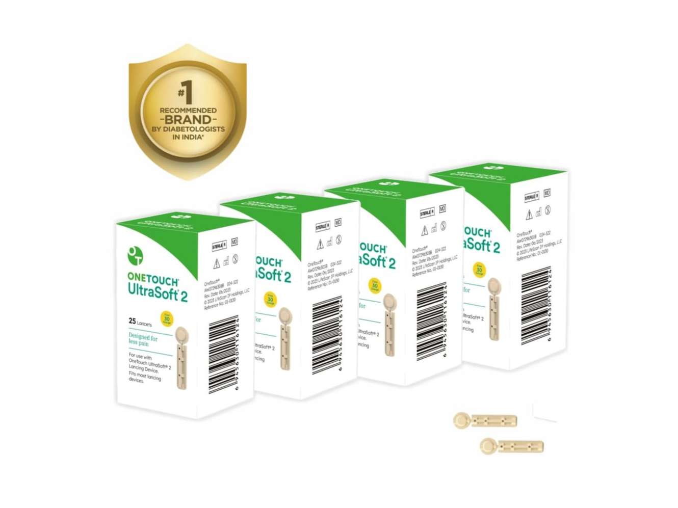 OneTouch UltraSoft 2 Lancets, Designed for Less Pain, Global Iconic Brand, For use with OneTouch UltraSoft & UltraSoft 2 Lancing Device - 4 Pack of 25 Lancets