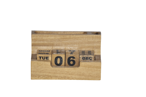 Wooden calendar pen stand view 2