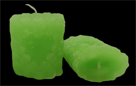 Green pillar candle, 3" x 3" view 2