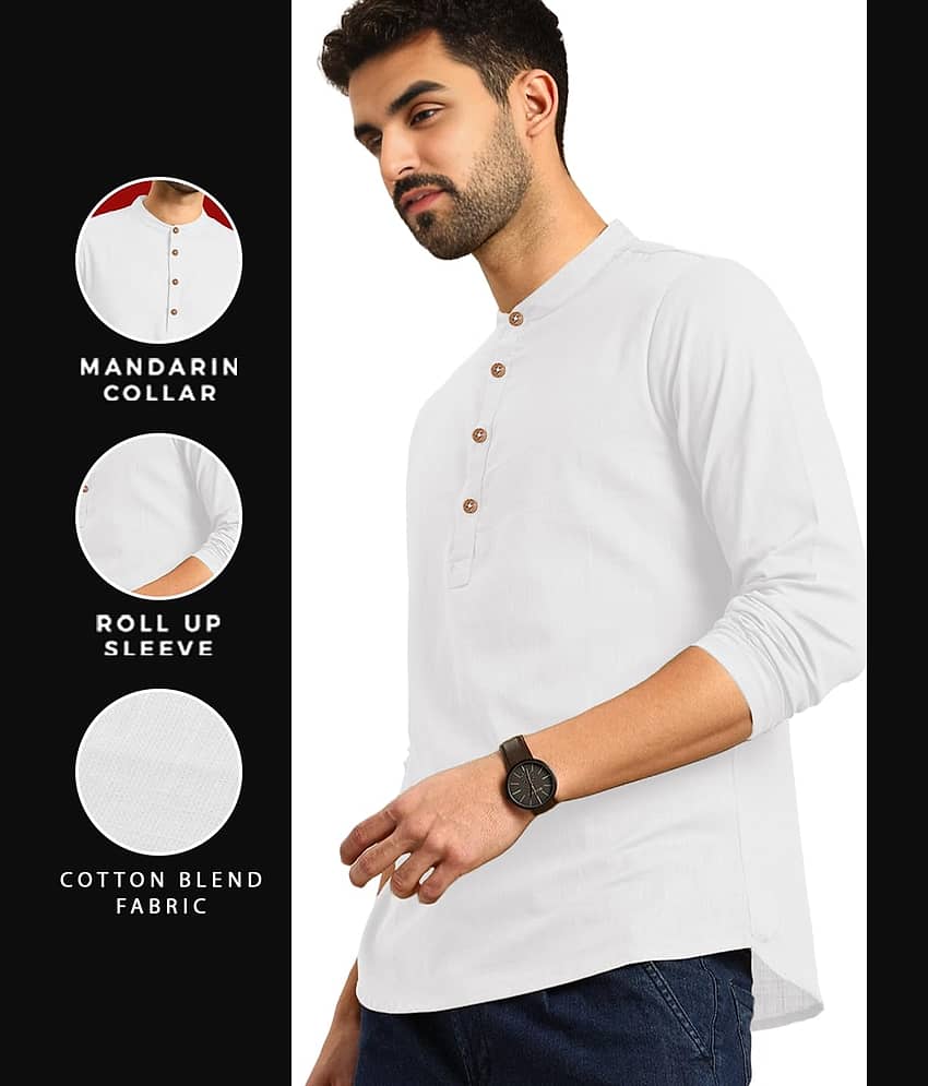 Vida Loca Cotton Plain Shirt Style Kurta For Men ( White ) view 2