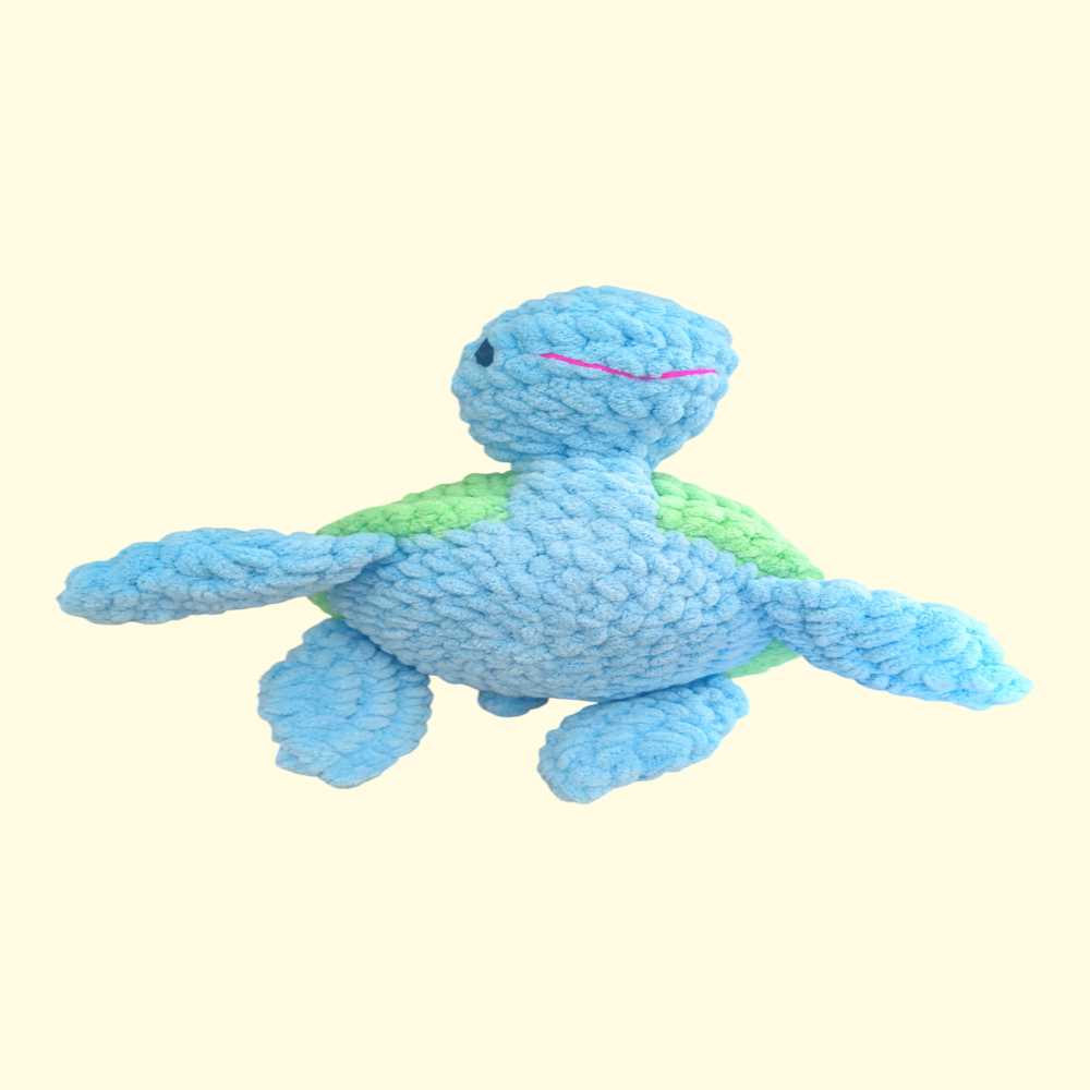 Chenille Sea Turtle Crochet Stuffed Toy view 2