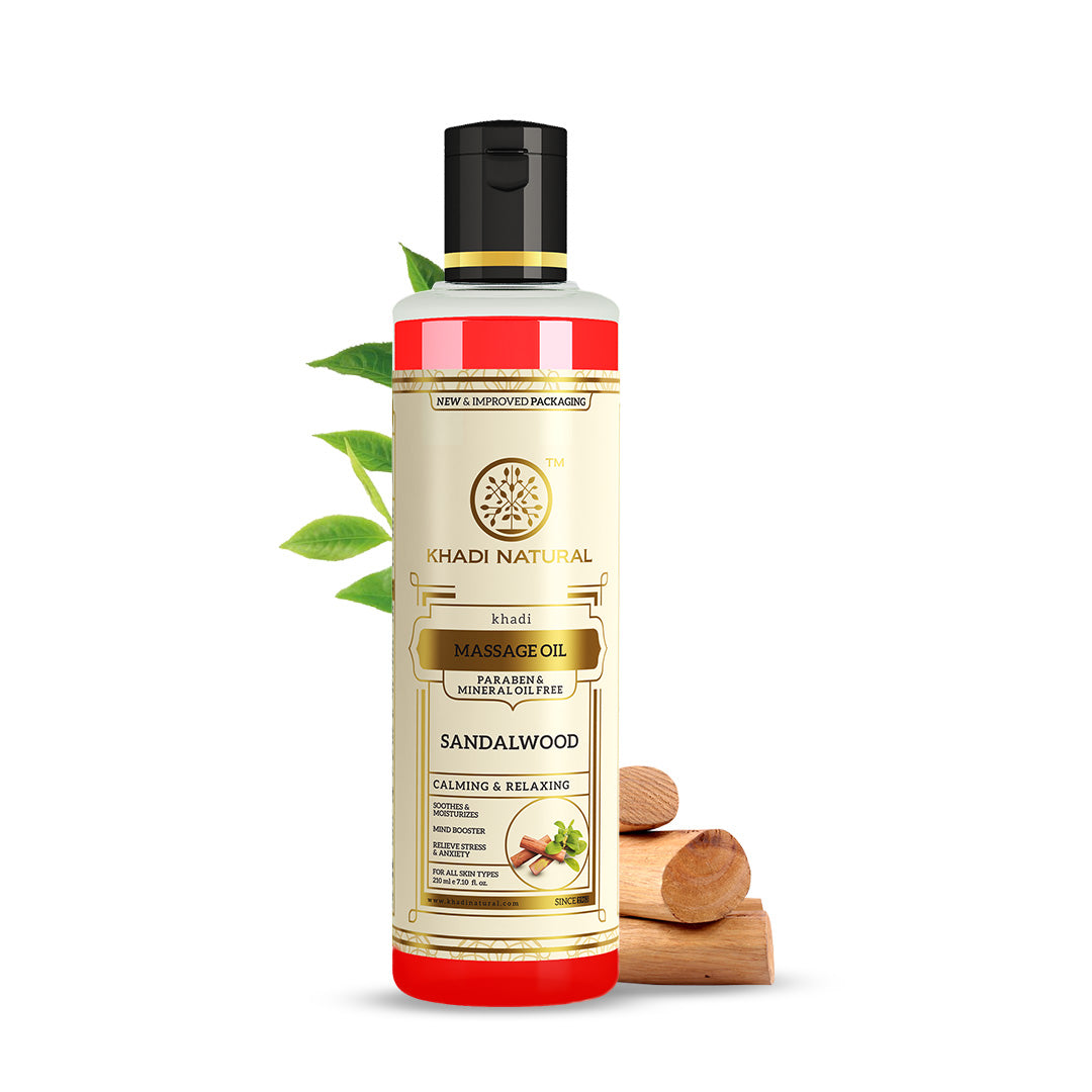 Khadi Natural Sandalwood Massage Oil - Without Mineral Oil - 210ml Sale view 2