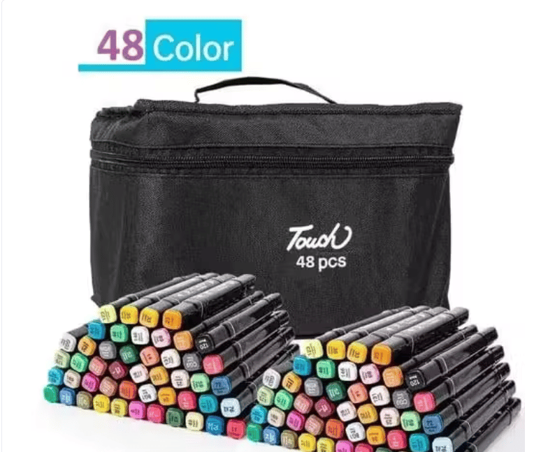 48 Pcs Dual Tip Markers Set with Carry Case – Multicolor Sketch Pens for Kids & Adults view 2