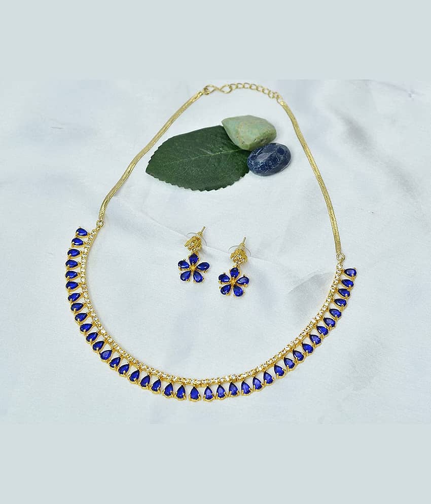 Jewar Mandi - White Brass Necklace Set ( Pack of 1 ) view 2