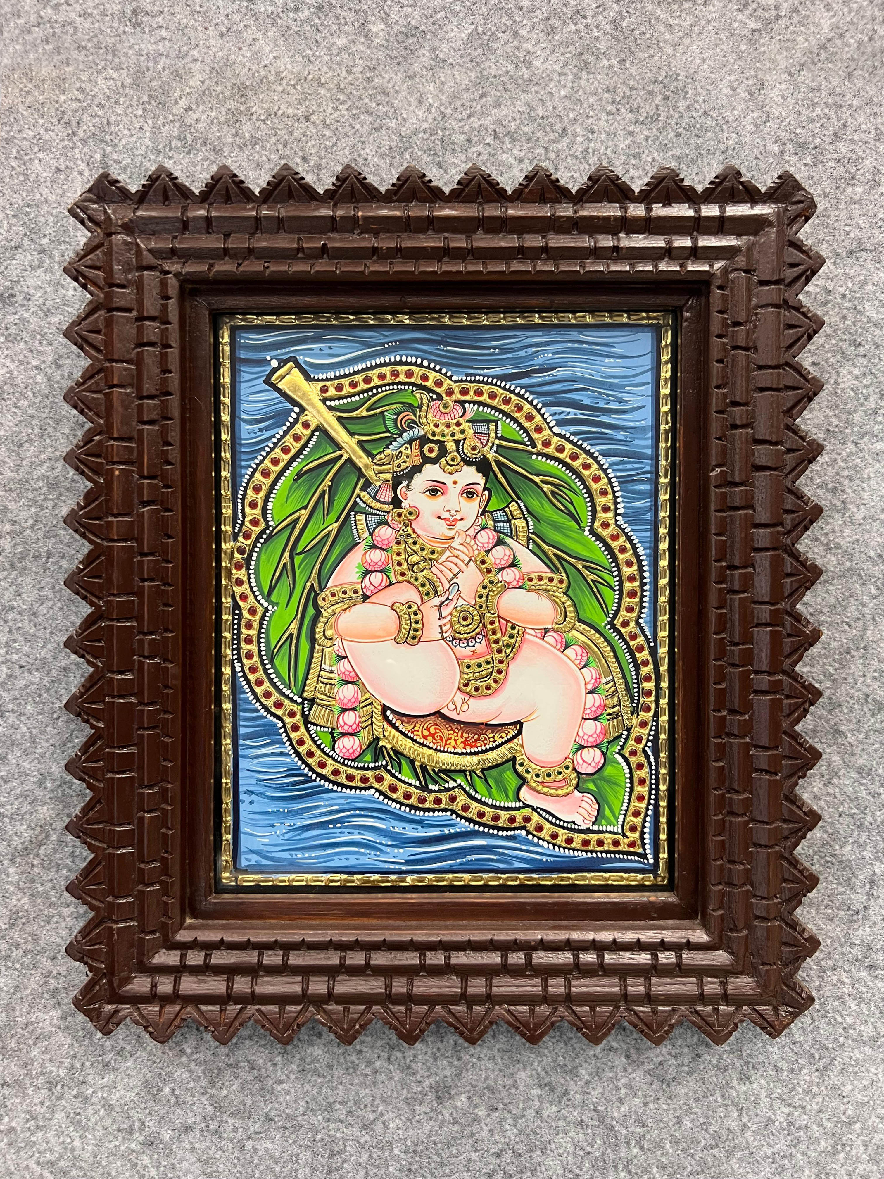 Leaf Krishna - With Frame 13 x 11 view 2