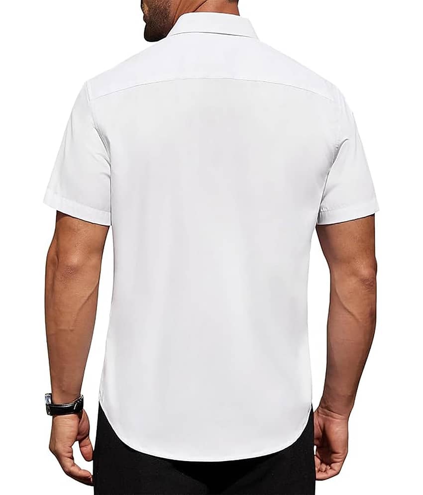 UNI VIBE Cotton Blend Slim Fit Solids Half Sleeves Men's Casual Shirt - Aqua Blue ( Pack of 1 ) view 2