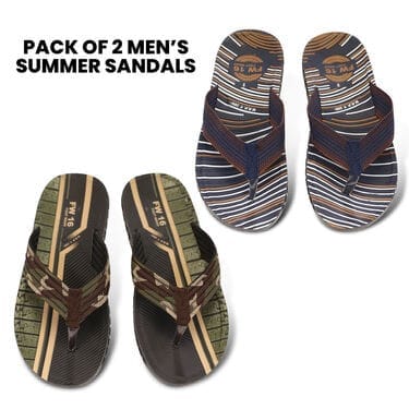 Pack of 2 Men's Summer Sandals + Free Stylish Watch & Sunglasses (SW82) view 2