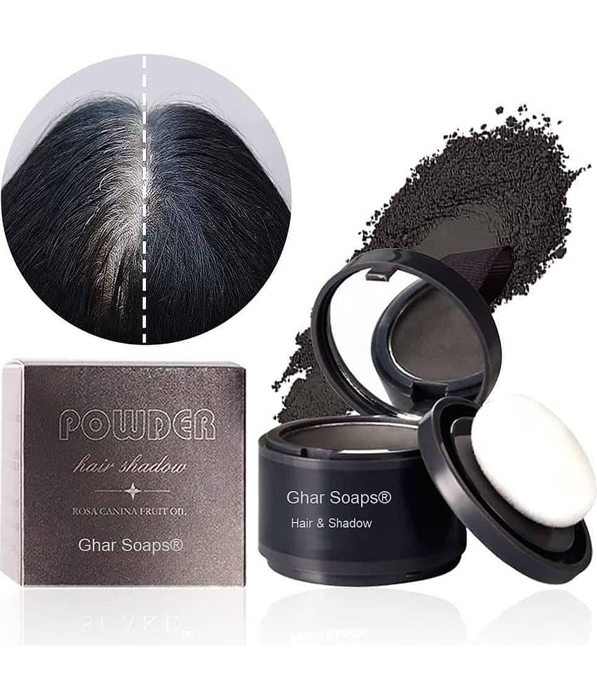 GHAR SOAPS Helps Cover Grey Roots & Bald Spots Instantly -4gm Cover-Hair Powder-Black Brow Powder Black Black 4 g