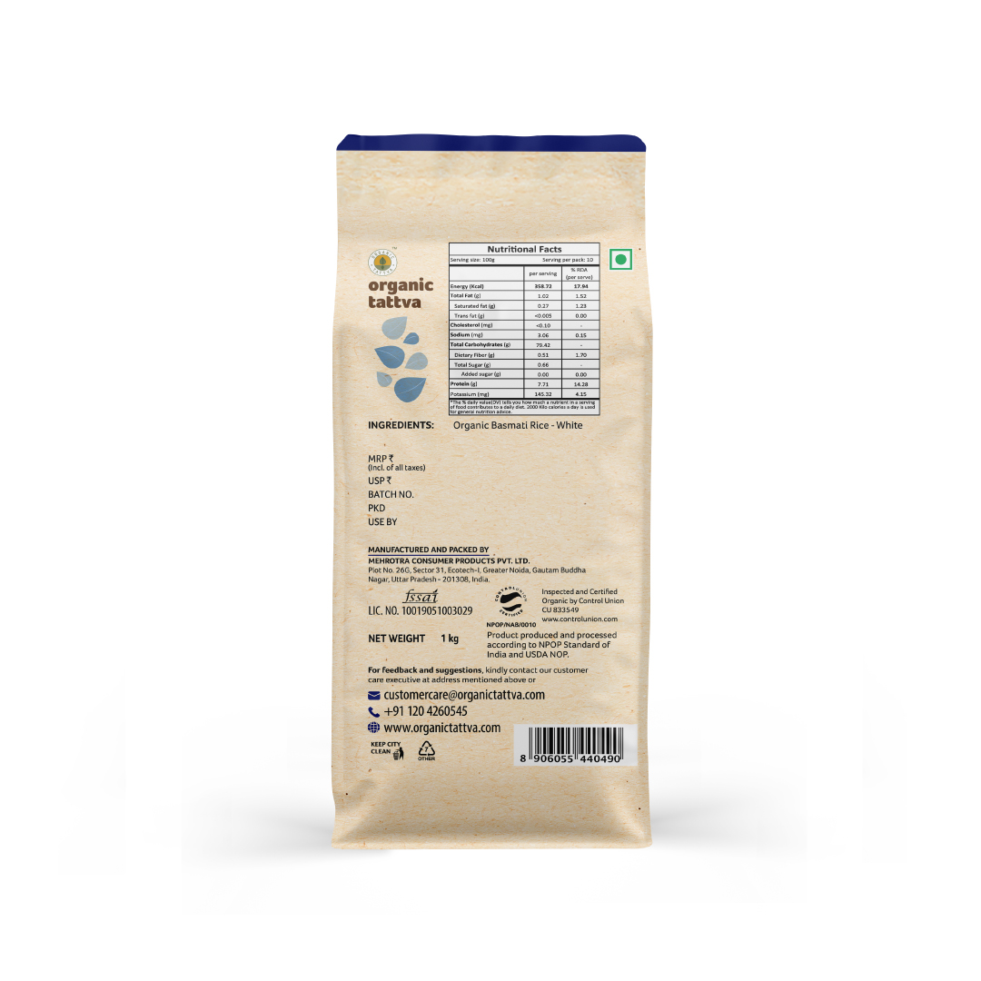 Organic Traditional Basmati Rice - 1 Kg view 2