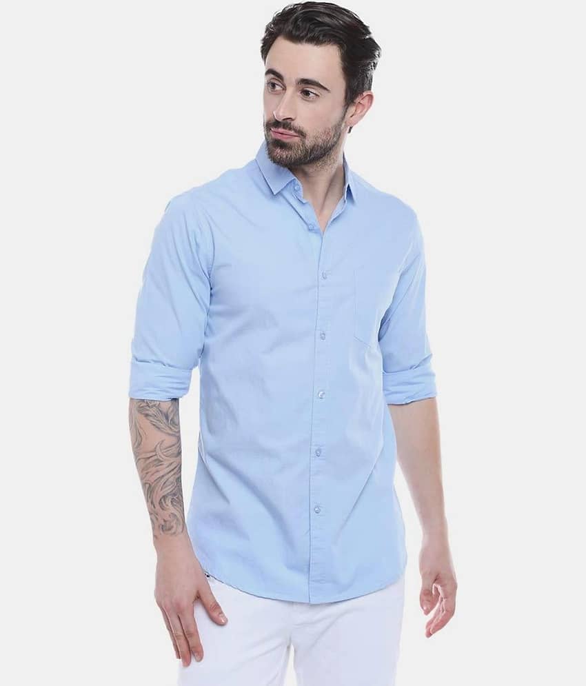 Makhanchor - Light Blue Cotton Regular Fit Men's Formal Shirt ( Pack of 1 ) view 2
