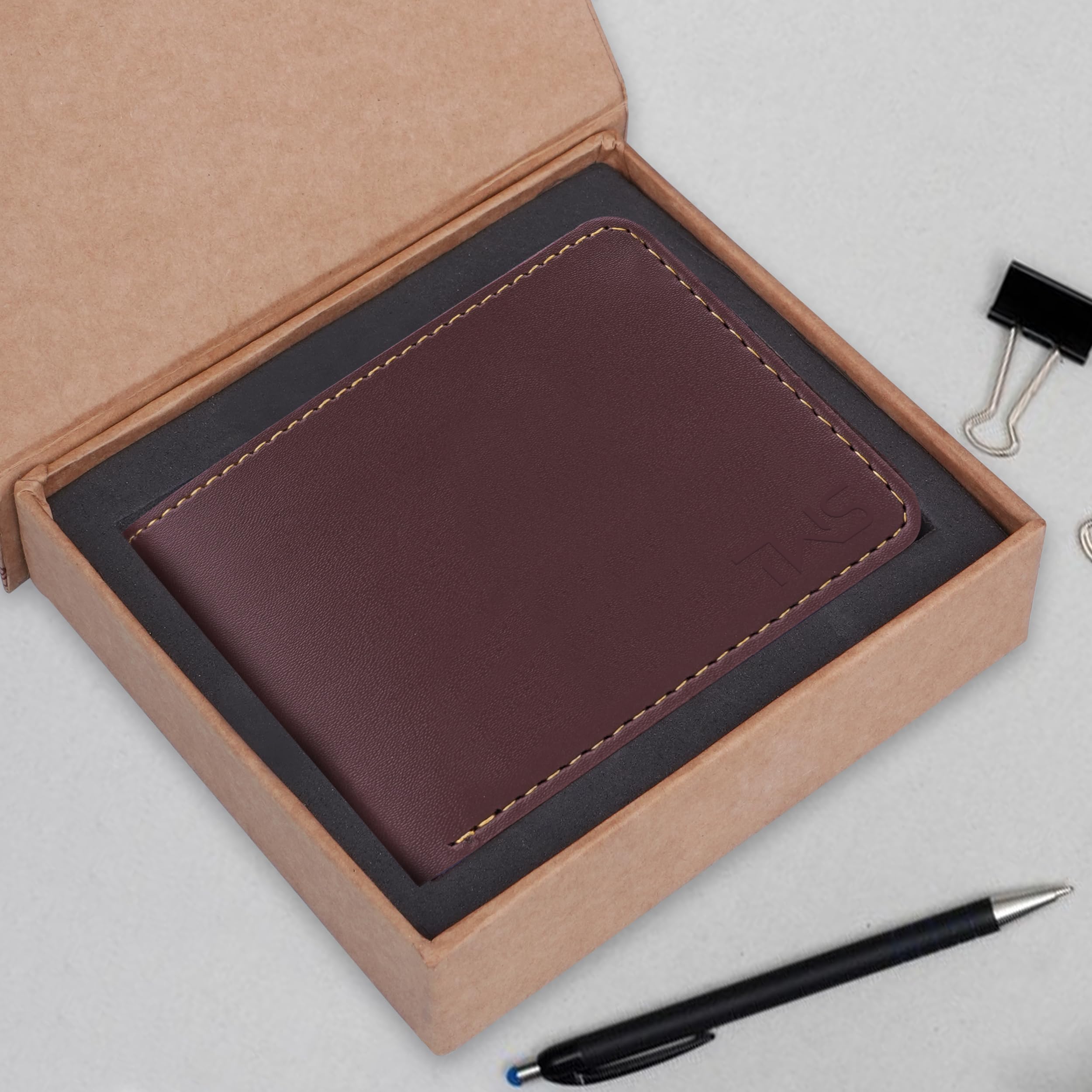The Wallet Store Vegan Leather Wallet For Men - Brown view 2