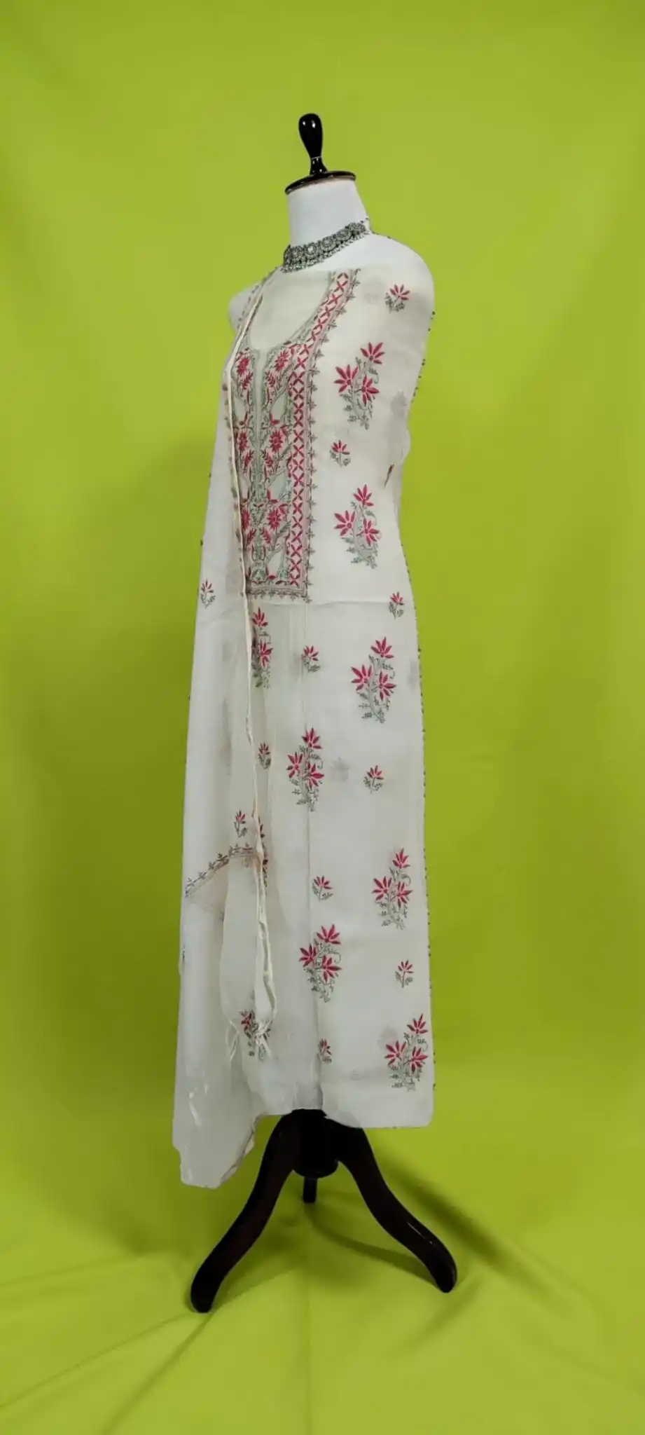 Lucknow Chikankari Hand-Embroidered Mul Cotton Unstitched Dress Material view 2