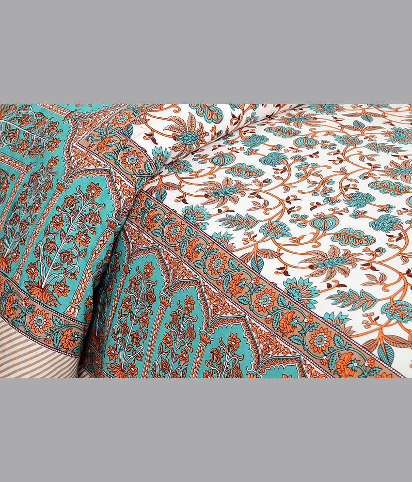 CLOTHORO Cotton 1 Double King Bedsheet with 2 Pillow Covers ( Multicolor ) view 2