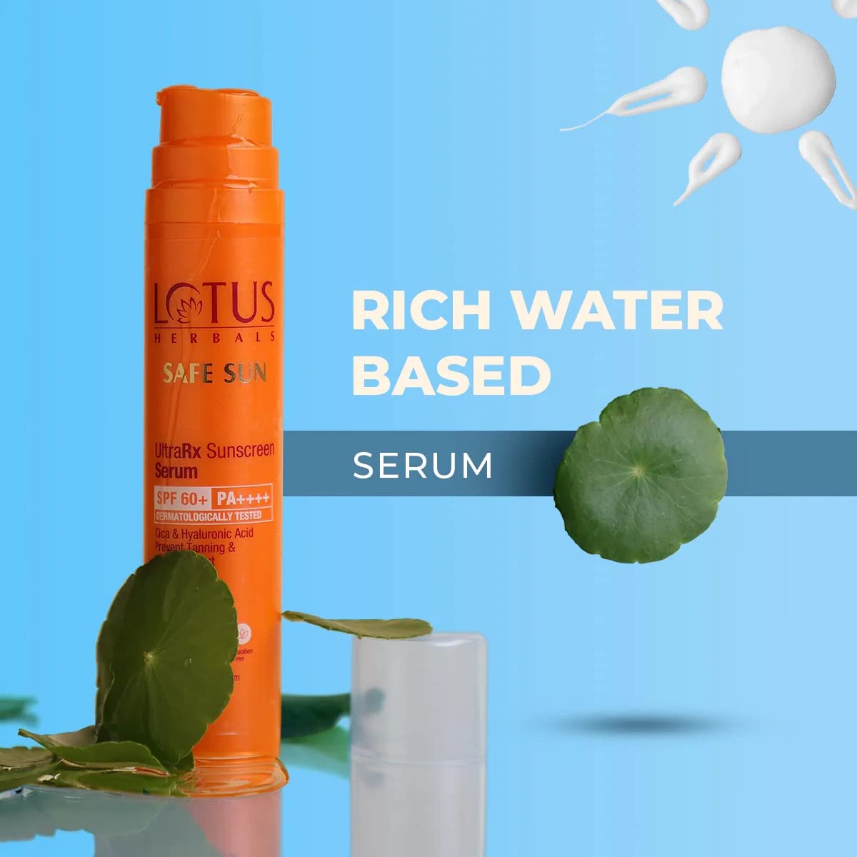 Lotus Herbals Safe Sun UltraRX Sunscreen Serum SPF 60+ PA++++, 50ml | Dermatologically Tested | Cica & Hyaluronic Acid, Prevent Tanning & No White Cast view 2