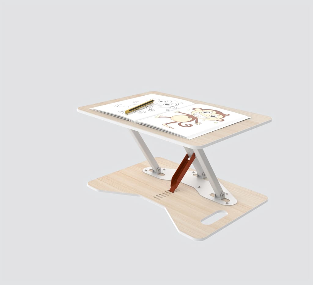 Opus Indigo Mudra Tablet Compact Multipurpose Laptop Table for Children and Floor Work Foldable & Portable with Adjustable Height Sit & Stand Desk Converter Engineered Wood Table Top - Pine Colour view 2