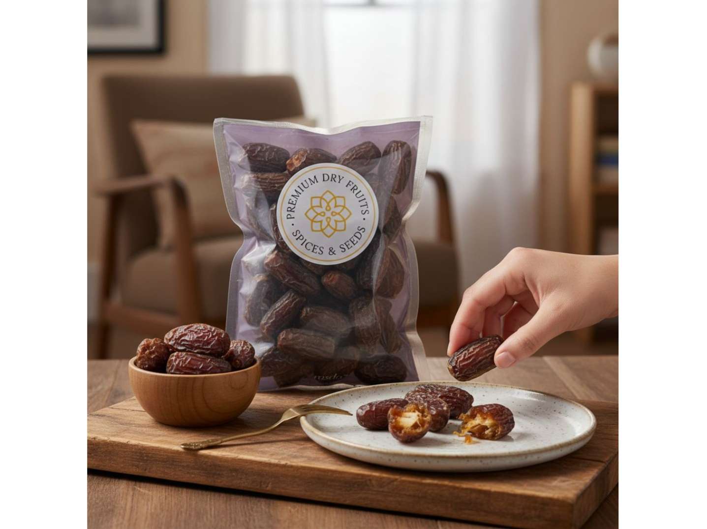 Rasda Dry Dates Kharek Black Premium Pouch - 100 Gram view 2