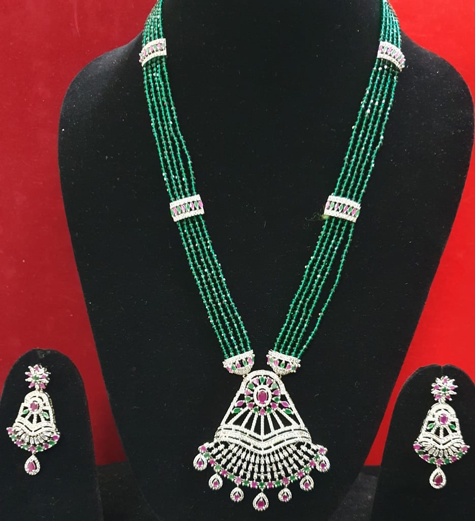 American Diamond Designer Partywear Long Necklace view 2