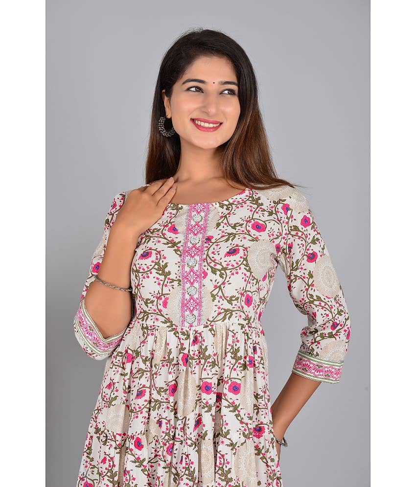 NUPITAL Rayon Printed Anarkali Women's Kurti - Pink ( Pack of 1 ) view 2