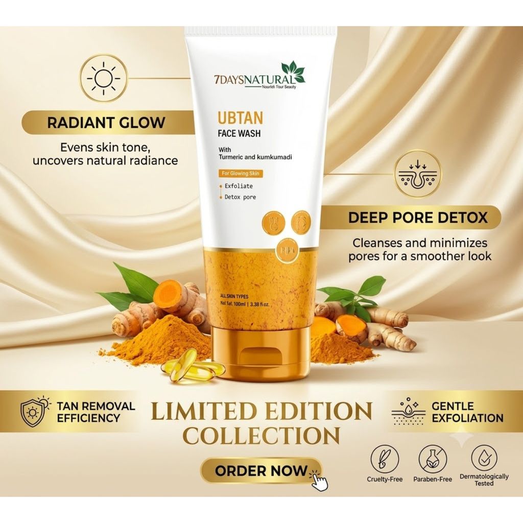 Ubtan Face Wash for Women and Men (100ml) Pack of 1 – Tan Clear Ubtan Face Cleanser with Turmeric & Ubtan for Clean Glowing Skin, Acne & Dark Spots
