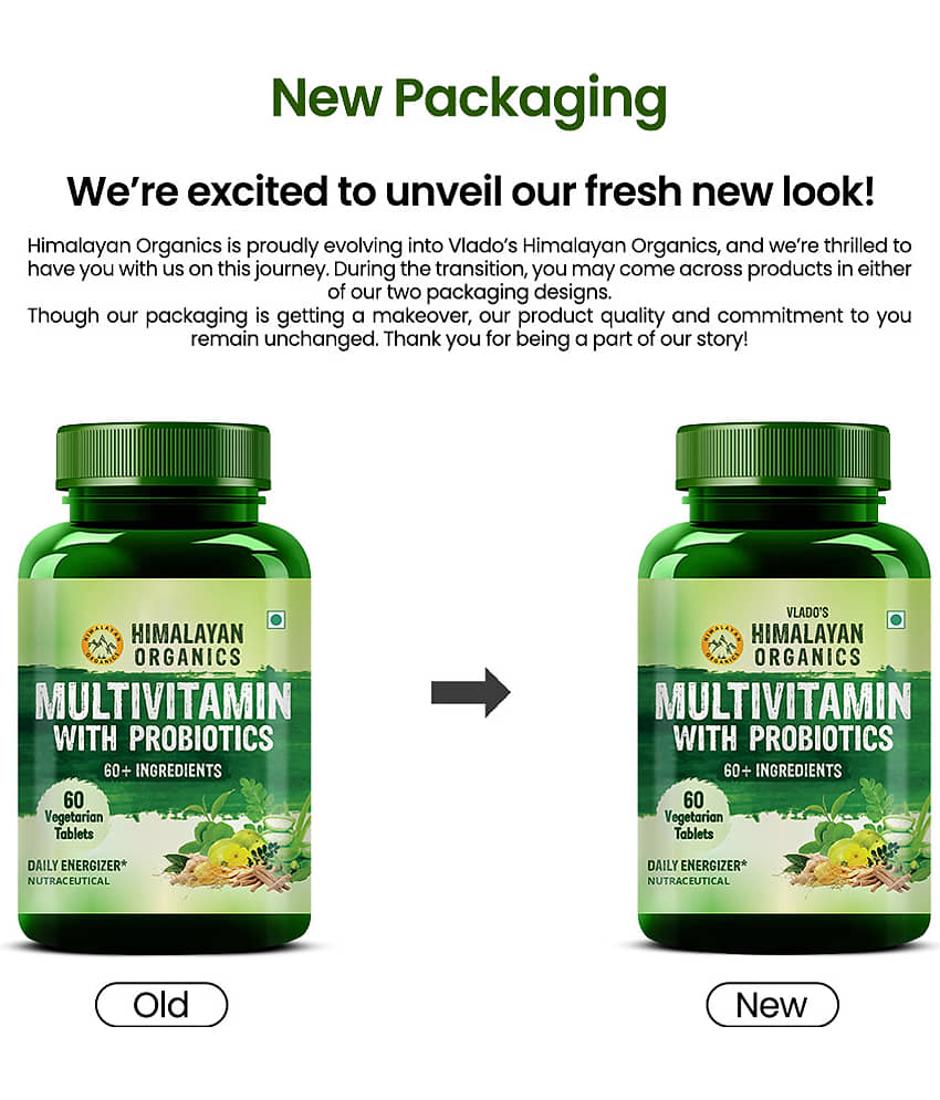 Vlado's Himalayan Organics Multivitamin Veg Tablets + Probiotics Bone, Gut, Immunity & Energy 60 No.s view 2