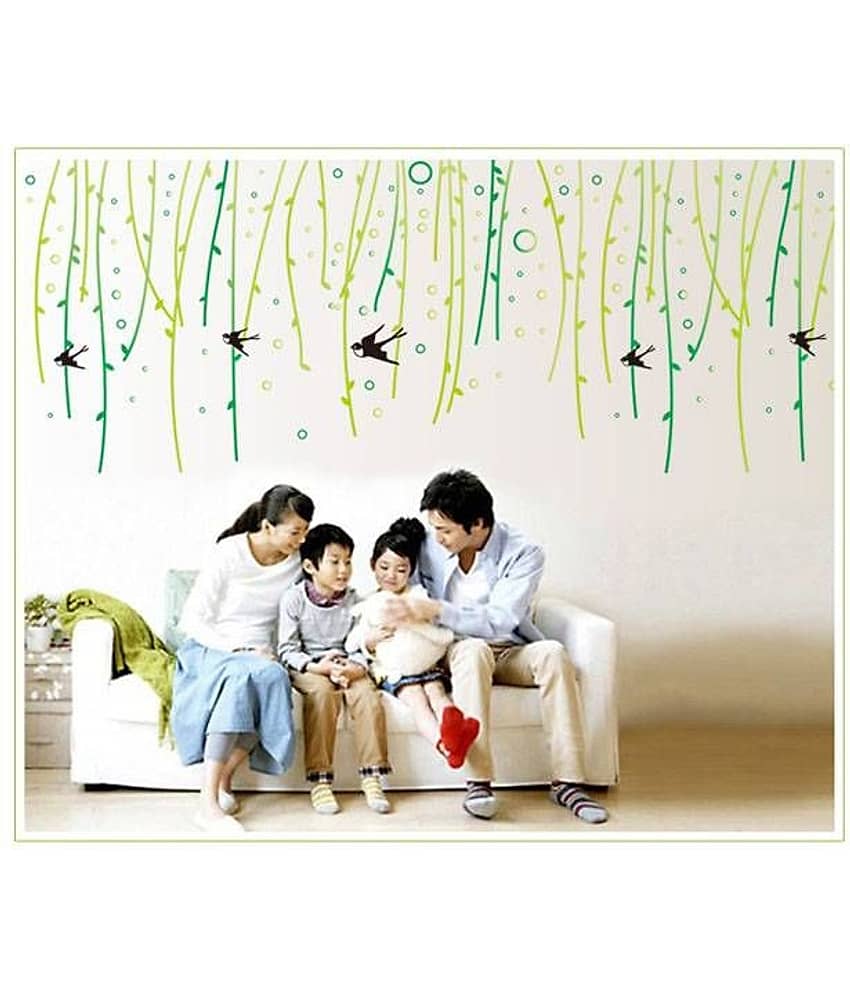 Asmi Collection Beautiful creepers and Birds Nature Sticker ( 140 x 150 cms ) view 2