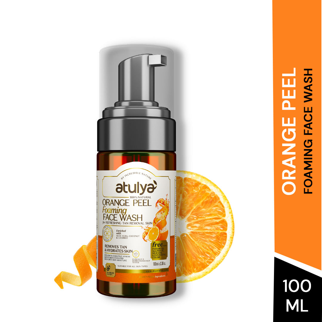 Atulya Orange Peel Foaming Face Wash With Pump | For Tan Removal - 100ml view 2
