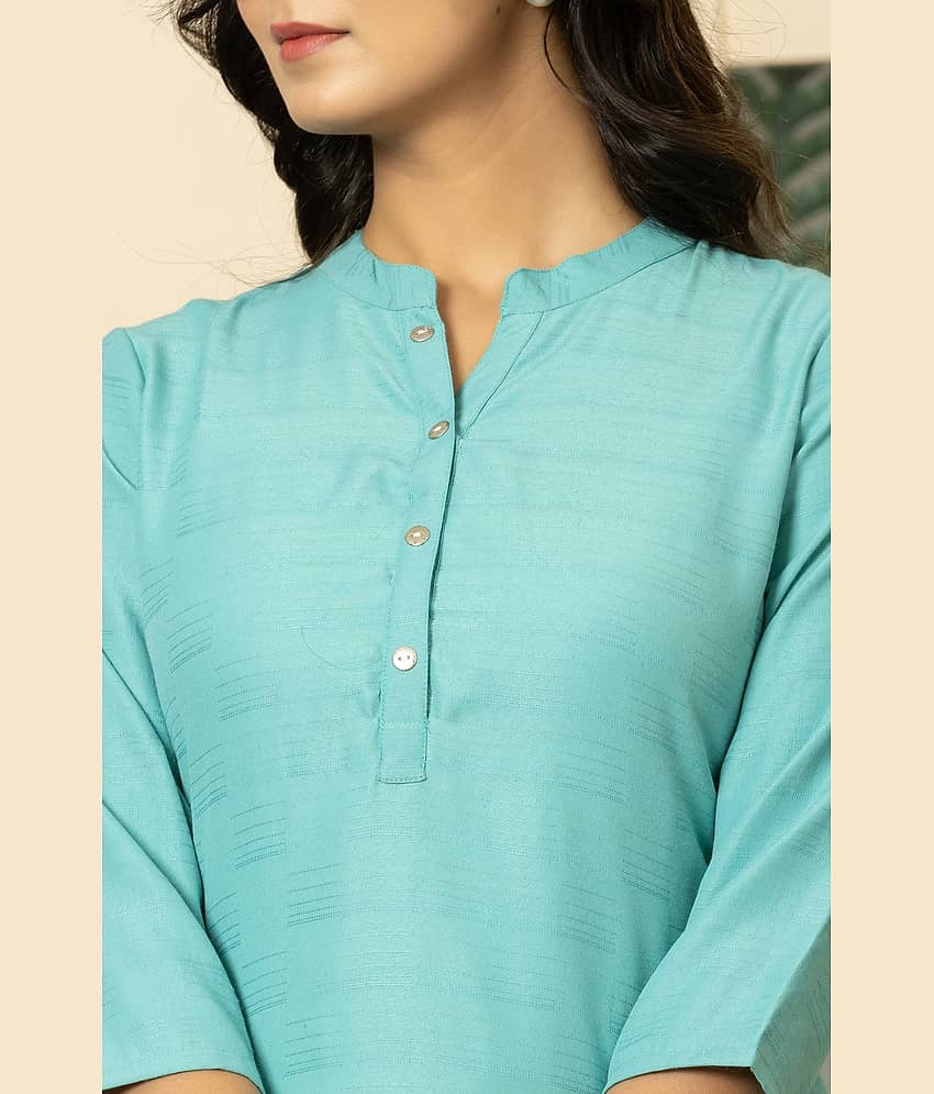 Flamboyant Mint Green Cotton Blend Women's Tunic ( Pack of 1 ) view 2