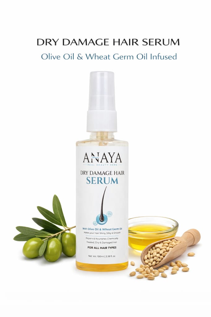 Anaya Naturals Dry Damage Hair Serum with Olive Oil & Wheat Germ Oil – Repairs, Smoothens & Adds Shine for All Hair Types (100 ml) view 2