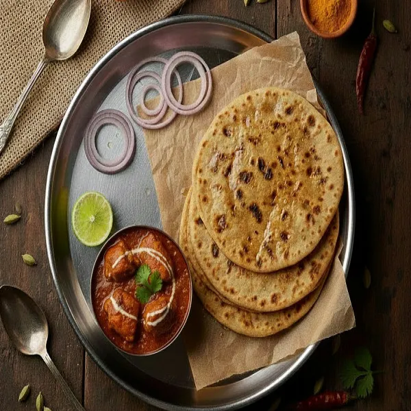 Desi Ghee Paratha With Chicken Masala [2 Chicken Pieces]